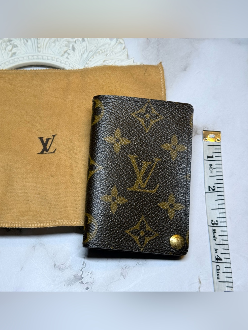 Louis Vuitton Monogram Card Case in Brown and Gold